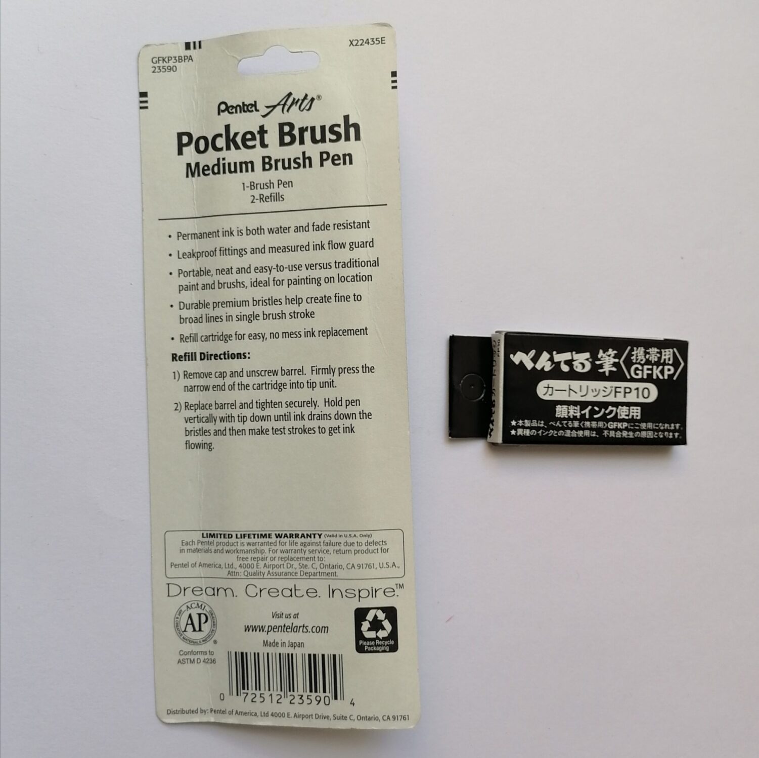 Pentel Pocket Brush Pen XGFKP-A Black Ink Brush tip Medium