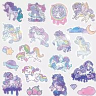 Paquete de Stickers de Unicordio