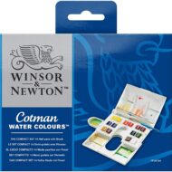WINSOR & NEWTON | ACUARELAS COTMAN SET 14 HALF PANS CON PINCEL